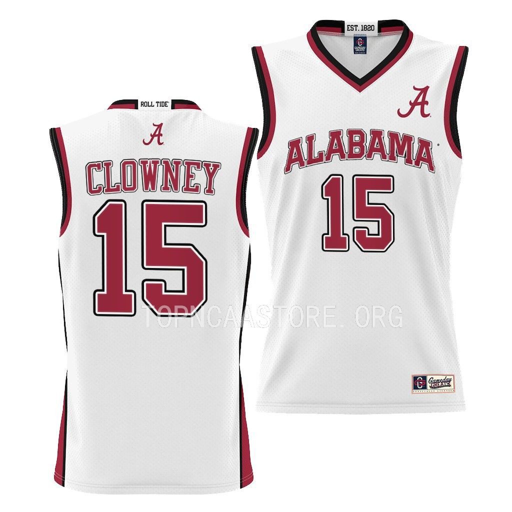 Youth Alabama Crimson Tide Noah Clowney #15 White NCAA College Basketball Jersey